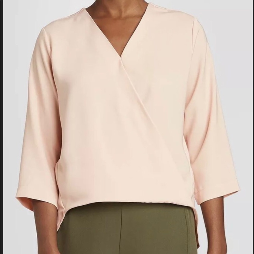 Blush Peach 3/4 Sleeve Minimalist  Top Blouse - Picture 2 of 3